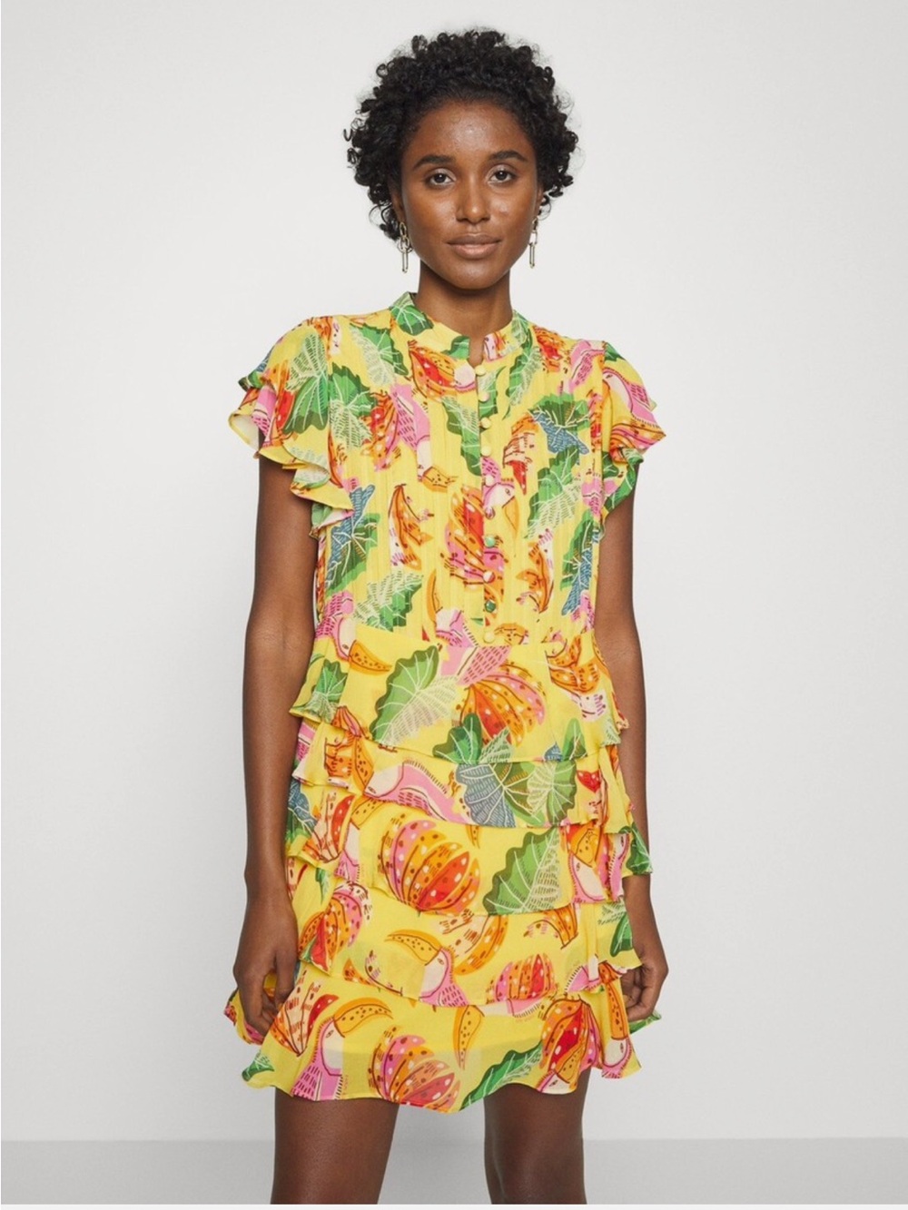 Farm Rio Beaks & Bananas Ruffle Mini Dress NEW - Picture 4 of 12
